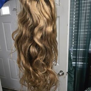 22 Inch Blonde Wig With Black Roots